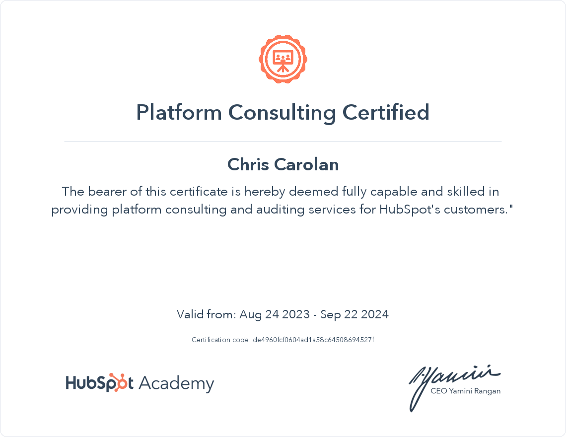 Platform Consulting Certificate