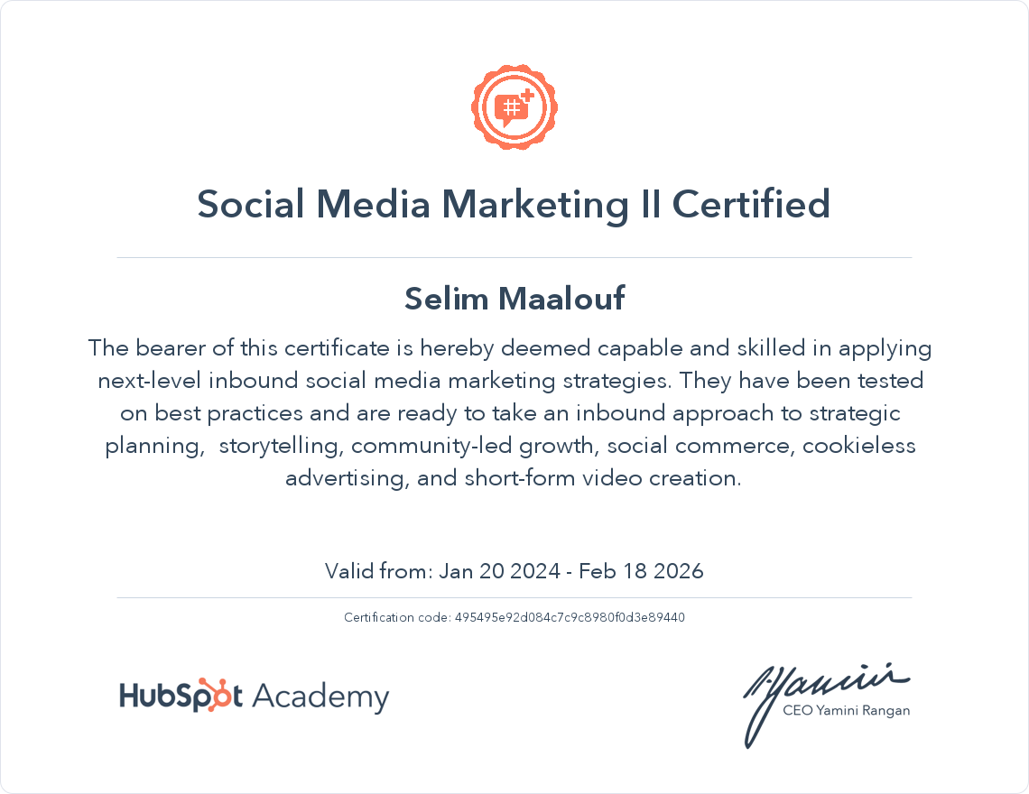 Social Media II Certified