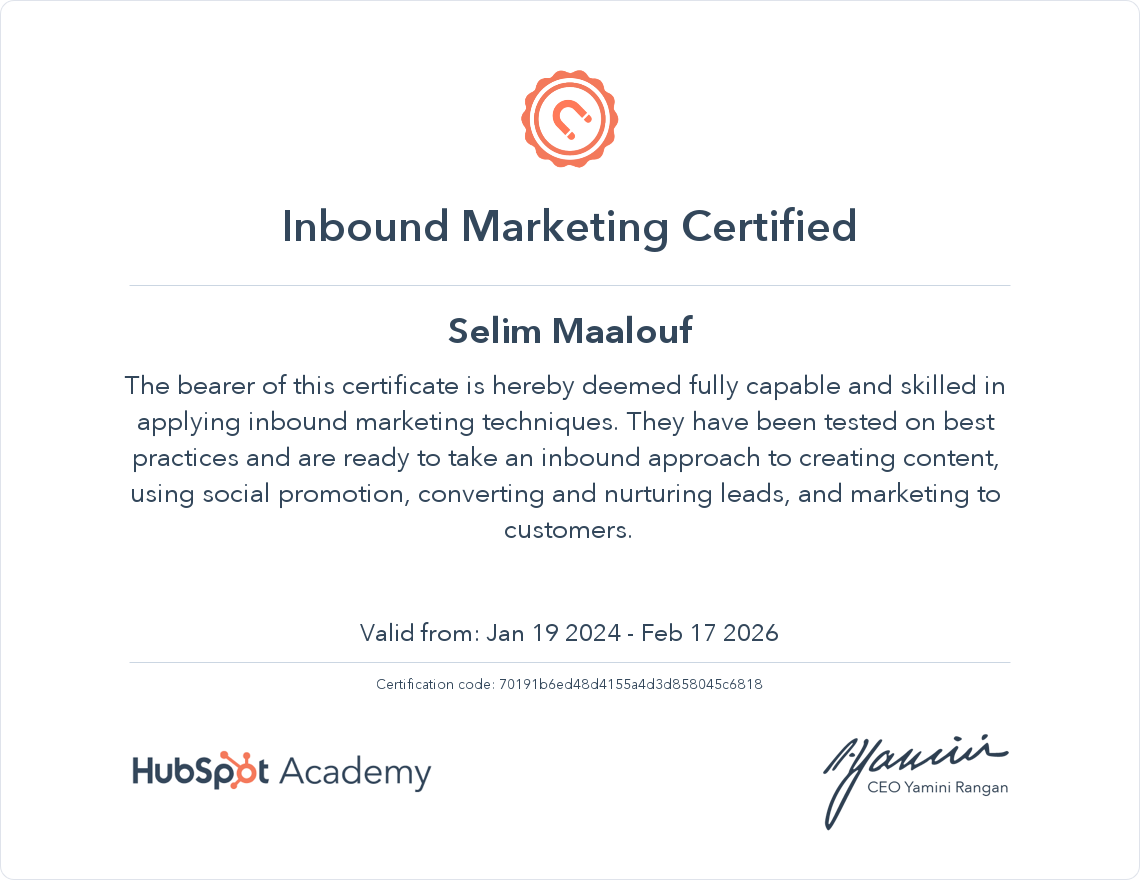 Inbound Marketing Certified