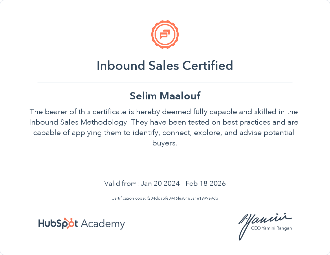 Inbound Sales Certified